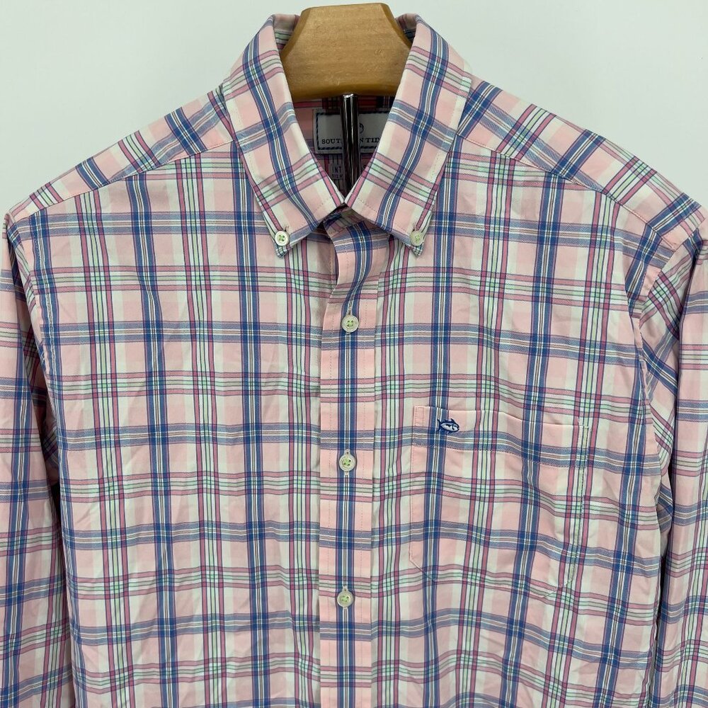 Southern Tide Men's Intercoastal Plaid Button-Down Shirt Size S Small Nylon/Span